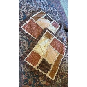 vintage 80s  brown patchwork multimedia pillowcase quilt